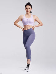 LeBombBomb Front-Zip Sports Bra for Low-Impact Fitness, Running and Yoga - Shockproof and Easy to Put On and Take Off