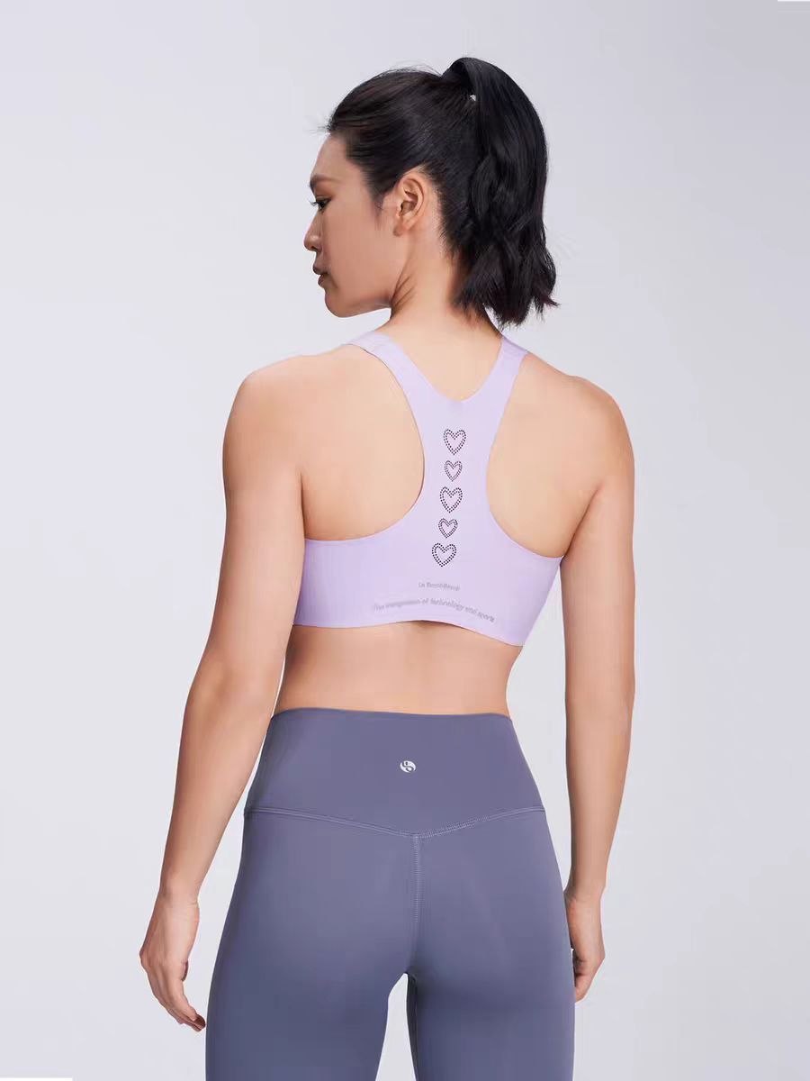 LeBombBomb Front-Zip Sports Bra for Low-Impact Fitness, Running and Yoga - Shockproof and Easy to Put On and Take Off